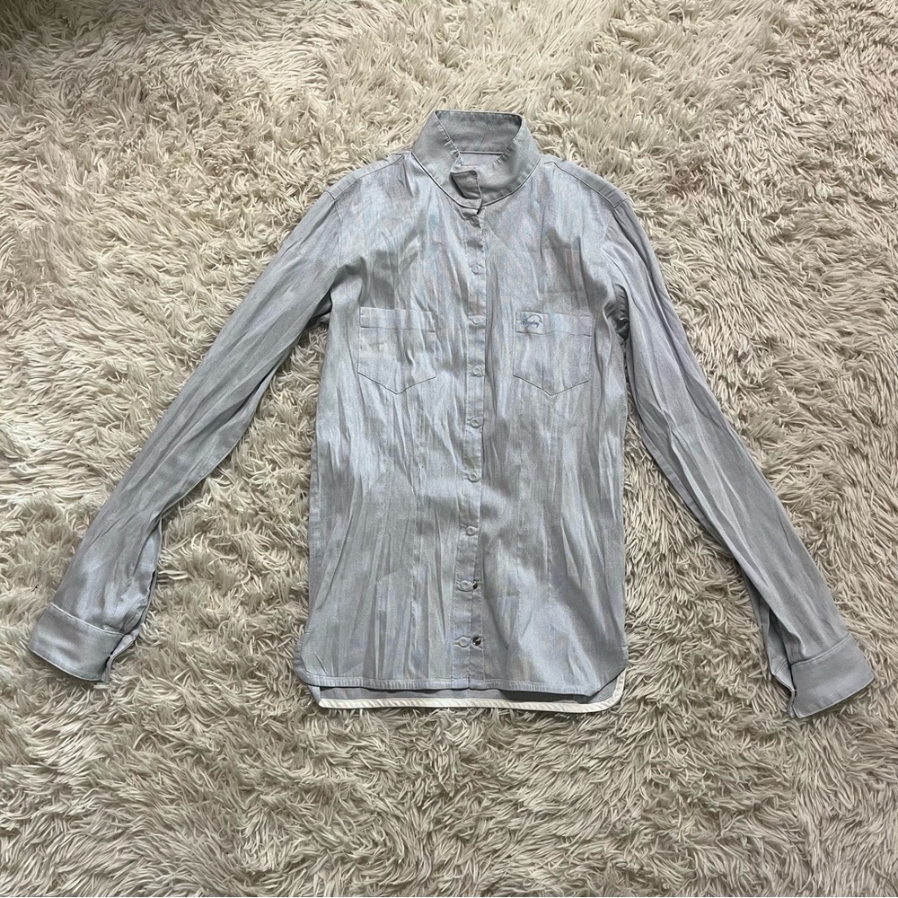 Women’s Size 36T Blue Winston Long Sleeve Horseback Riding Show Shirt. Good Cond